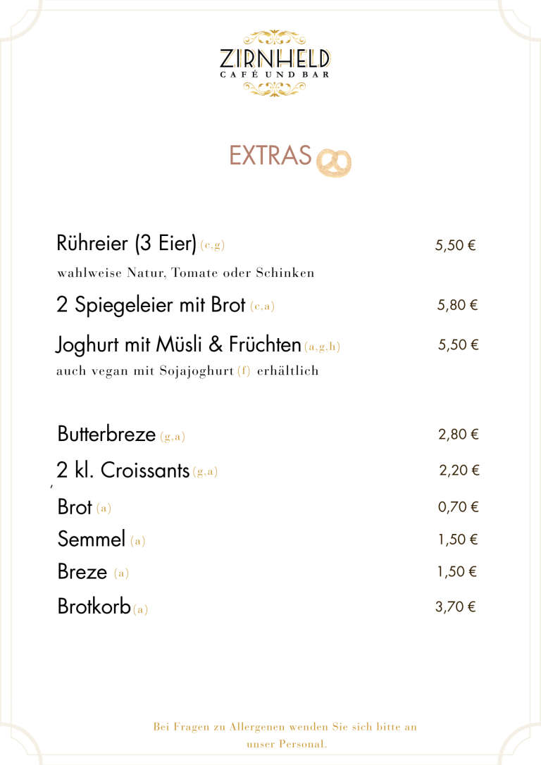 Karte Frühstück, als PDF herunterladbar